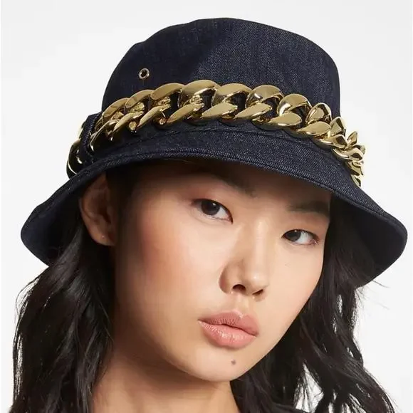 Michael Kors Embellished Denim Bucket Hat. MICHAEL KORS Embellished Denim Bucket Hat New | Mercari main image 2